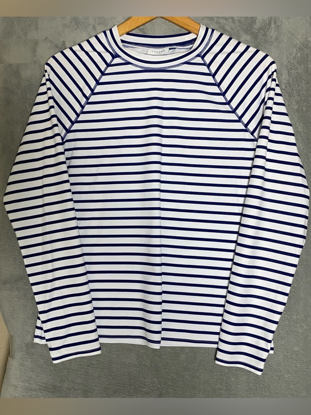 Cabana Life Navy Stripe Long Sleeve Thumb Holes Beach Summer size Medium
